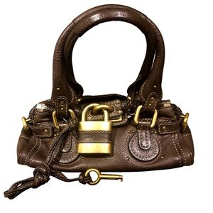 CHLOE Paddington Brown Leather Small Bag with Lock, Key, Dust Bag, COA NWOT MINT